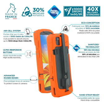 Funda Protech naranja con correa para Zebra TC53-TC58