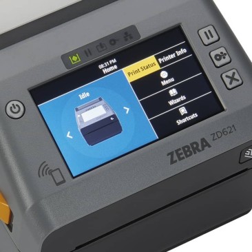 Zebra ZD621, 203dpi, Color Touch LCD, USB, USB Host, Ethernet, Serial, BT4, WLAN