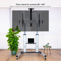 Soporte de Suelo Regulable de Aluminio con Ruedas para Pantallas 60"-100"
