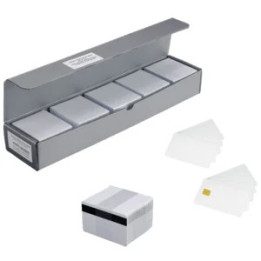Tarjeta PVC Zebra blanca brillante de 30 mil, 500 tarjetas